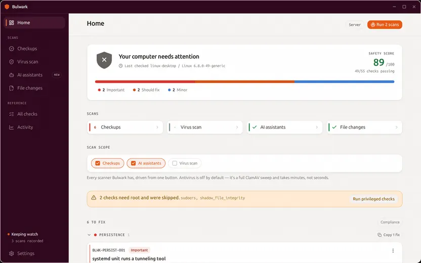 Bulwark - Linux Security & Antivirus