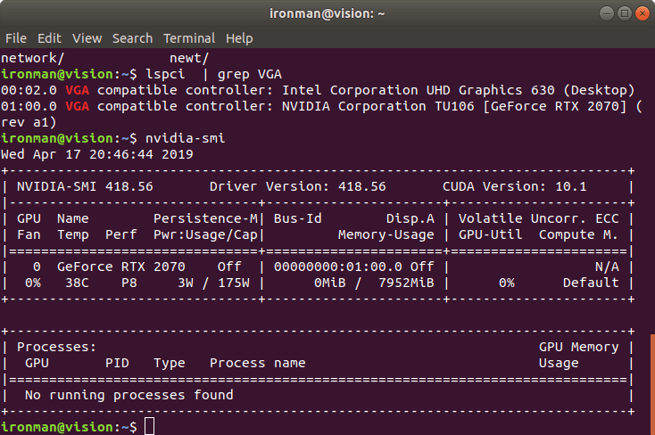 nvidia-smi output