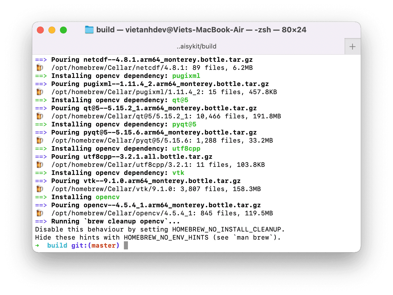 OpenCV was installed