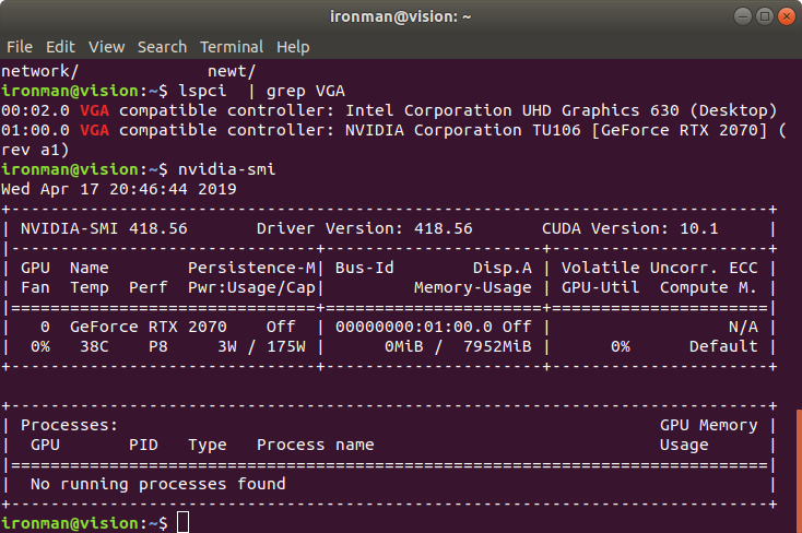 nvidia-smi output